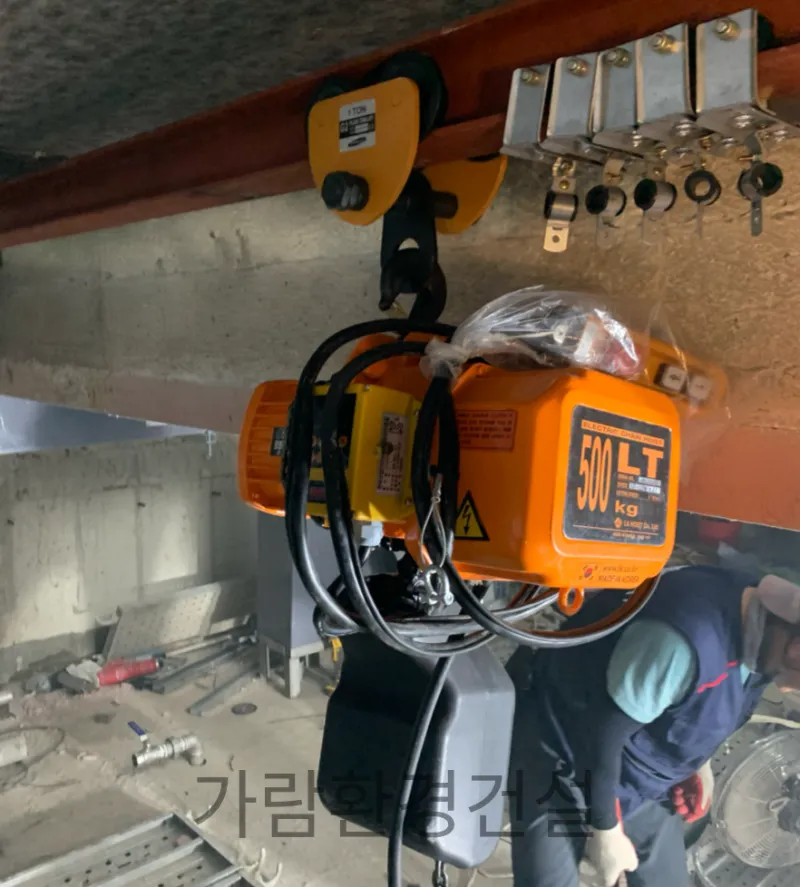 분리막 인양용 H빔과 호이스트